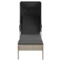 Liegestühle mit Sonnendach und Tisch, 2 Stück, aus hellem grauem Kunststoff-Rattan. von , Liegen - Ref: Foro24-3261574, Preis...