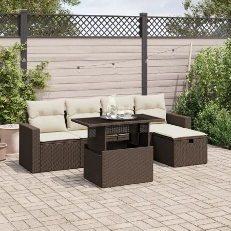 Set of 6 garden sofas and brown synthetic rattan cushions by , Garden sets - Ref: Foro24-3274813, Price: 421,93 €, Discount: %