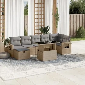 Set of garden sofas and cushions, 8 pieces, synthetic beige rattan by , Garden sets - Ref: Foro24-3274989, Price: 542,73 €, D...