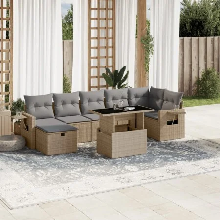 Gartensofa-Set und Kissen, 8-teilig, aus synthetischem Rattan in Beige. von , Gartensets - Ref: Foro24-3274989, Preis: 542,73...