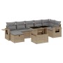 Gartensofa-Set und Kissen, 8-teilig, aus synthetischem Rattan in Beige. von , Gartensets - Ref: Foro24-3274989, Preis: 541,83...