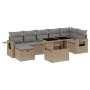 Gartensofa-Set und Kissen, 8-teilig, aus synthetischem Rattan in Beige. von , Gartensets - Ref: Foro24-3274989, Preis: 542,73...
