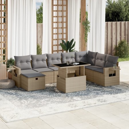 Gartensofagarnitur 9-teilig mit Kissen aus synthetischem Rattan in Beige. von , Gartensets - Ref: Foro24-3275029, Preis: 584,...