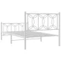 Metal bed frame with white headboard and footboard 100x190 cm by , Beds and slatted bases - Ref: Foro24-376189, Price: 84,85 ...