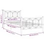 Metal bed frame with white headboard and footboard 100x190 cm by , Beds and slatted bases - Ref: Foro24-376189, Price: 84,85 ...