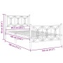 Metallbettgestell mit weißem Kopf- und Fußteil, 100x190 cm. von , Betten und Lattenroste - Ref: Foro24-376189, Preis: 86,33 €...