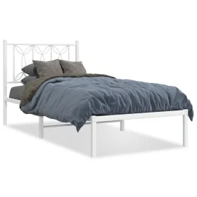 Metallbettgestell mit weißem Kopfteil 80x200 cm von , Betten und Lattenroste - Ref: Foro24-376168, Preis: 74,45 €, Rabatt: %