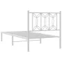 Metal bed frame with white headboard 80x200 cm by , Beds and slatted bases - Ref: Foro24-376168, Price: 74,45 €, Discount: %