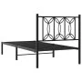 Bed frame with black metal headboard 90x200 cm by , Beds and slatted bases - Ref: Foro24-376121, Price: 75,35 €, Discount: %