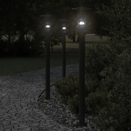 Außen-Stehlampen, 3 Stück, Edelstahl schwarz, 100 cm. von , Außenbeleuchtung - Ref: Foro24-4006356, Preis: 119,64 €, Rabatt: %