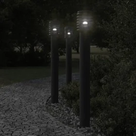 Outdoor floor lamps with plug 3 pcs black steel 110 cm by , Outdoor lighting - Ref: Foro24-4006380, Price: 155,53 €, Discount: %