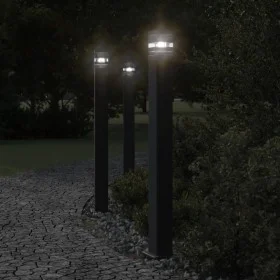 Lámparas suelo exterior con enchufe 3 uds aluminio negro 110 cm de , Iluminación de exterior - Ref: Foro24-4006410, Precio: 1...