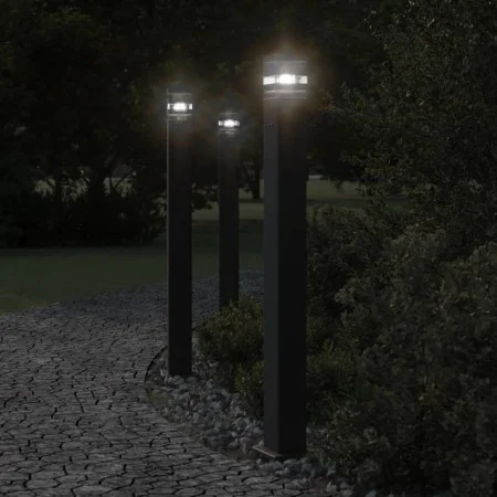 Außen-Stehlampen mit Stecker, 3 Stück, Schwarz, Aluminium, 110 cm. von , Außenbeleuchtung - Ref: Foro24-4006410, Preis: 154,8...