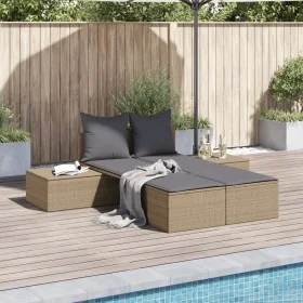 Double sun lounger with beige synthetic rattan cushions by , Loungers - Ref: Foro24-368392, Price: 309,75 €, Discount: %