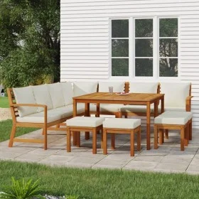 Garden dining set with cushions, 11 pieces, solid acacia wood. by , Garden sets - Ref: Foro24-3154972, Price: 978,06 €, Disco...