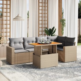 Gartensofa-Set mit 6-teiligen Kissen aus synthetischem Rattan in Beige. von , Gartensets - Ref: Foro24-3271304, Preis: 424,24...