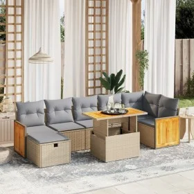Garden sofa set with beige cushions, 8 pieces, PE rattan. by , Garden sets - Ref: Foro24-3276258, Price: 543,79 €, Discount: %