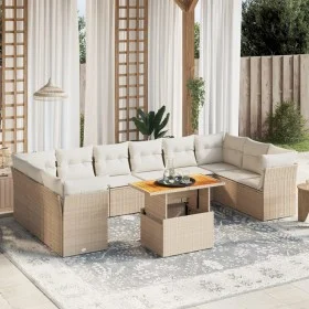 Gartensofa-Set 11-teilig mit beigen Polstern aus synthetischem Rattan von , Gartensets - Ref: Foro24-3271023, Preis: 758,52 €...