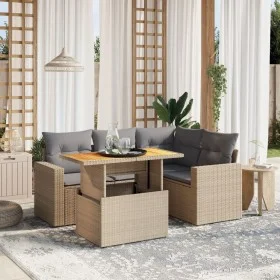 Garden sofa set with 5-piece synthetic rattan beige cushions by , Garden sets - Ref: Foro24-3271297, Price: 371,85 €, Discoun...