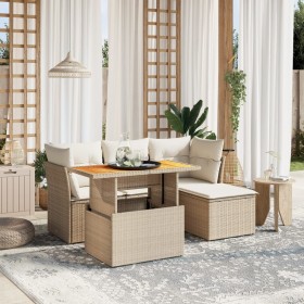 Garden sofa set with 6-piece synthetic rattan beige cushions by , Garden sets - Ref: Foro24-3270806, Price: 400,62 €, Discoun...