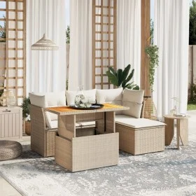 Gartensofa-Set mit 6-teiligen Kissen aus synthetischem Rattan in Beige. von , Gartensets - Ref: Foro24-3270806, Preis: 413,42...
