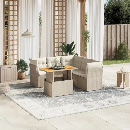 Garden sofa set with 5-piece synthetic rattan beige cushions by , Garden sets - Ref: Foro24-3270827, Price: 466,76 €, Discoun...