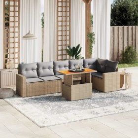 Gartensofagarnitur 7-teilig mit Kissen aus synthetischem Rattan in Beige. von , Gartensets - Ref: Foro24-3271325, Preis: 481,...