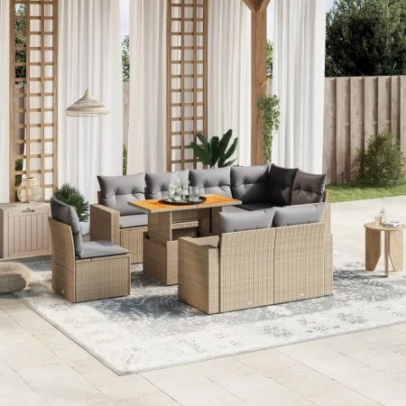 Garden sofa set 9 pieces with beige synthetic rattan cushions by , Garden sets - Ref: Foro24-3271409, Price: 624,66 €, Discou...
