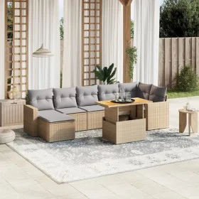 Garden sofa set with beige cushions, 8 pieces, PE rattan. by , Garden sets - Ref: Foro24-3271423, Price: 525,79 €, Discount: %