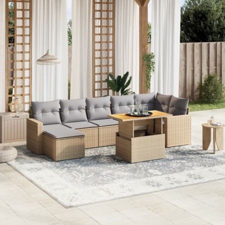 Gartensofagarnitur mit beigen Kissen, 8-teilig, aus PE-Rattan. von , Gartensets - Ref: Foro24-3271423, Preis: 515,46 €, Rabat...