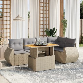 Garden sofa set with 6-piece synthetic rattan beige cushions by , Garden sets - Ref: Foro24-3272186, Price: 437,28 €, Discoun...