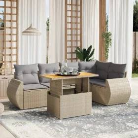Gartensofa-Set mit 6-teiligen Kissen aus synthetischem Rattan in Beige. von , Gartensets - Ref: Foro24-3272186, Preis: 449,81...