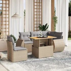 Gartensofa-Set mit 6-teiligen Kissen aus synthetischem Rattan in Beige. von , Gartensets - Ref: Foro24-3272200, Preis: 449,81...