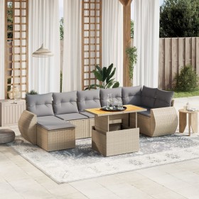 Gartensofagarnitur mit beigen Kissen, 8-teilig, aus PE-Rattan. von , Gartensets - Ref: Foro24-3272305, Preis: 527,17 €, Rabat...