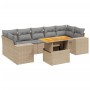 Garden sofa set with beige cushions, 8 pieces, PE rattan. by , Garden sets - Ref: Foro24-3272550, Price: 568,55 €, Discount: %