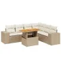 Set of 7-piece garden sofas and beige synthetic rattan cushions by , Garden sets - Ref: Foro24-3272654, Price: 529,00 €, Disc...