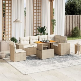 Set of 7-piece garden sofas and beige synthetic rattan cushions by , Garden sets - Ref: Foro24-3272661, Price: 510,00 €, Disc...