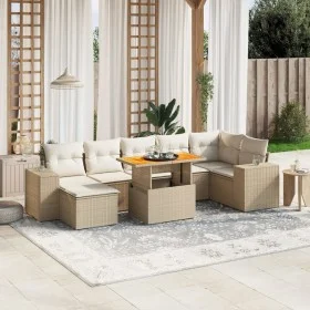 Garden sofa set with beige cushions, 8 pieces, PE rattan. by , Garden sets - Ref: Foro24-3272745, Price: 575,73 €, Discount: %