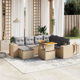 Gartensofagarnitur mit beigen Kissen, 8-teilig, aus PE-Rattan. von , Gartensets - Ref: Foro24-3272753, Preis: 534,44 €, Rabat...