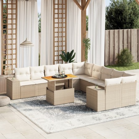 Gartensofa-Set 11-teilig mit beigen Polstern aus synthetischem Rattan von , Gartensets - Ref: Foro24-3272829, Preis: 754,69 €...