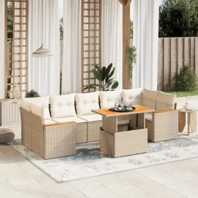 Garden sofa set with beige cushions, 8 pieces, PE rattan. by , Garden sets - Ref: Foro24-3272990, Price: 593,53 €, Discount: %