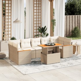 Gartensofagarnitur mit beigen Kissen, 8-teilig, aus PE-Rattan. von , Gartensets - Ref: Foro24-3272990, Preis: 553,99 €, Rabat...