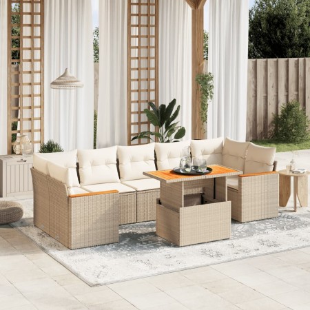 Juego de sofás de jardín con cojines beige 8 pzas ratán PE de , Conjuntos de jardín - Ref: Foro24-3272990, Precio: 553,87 €, ...