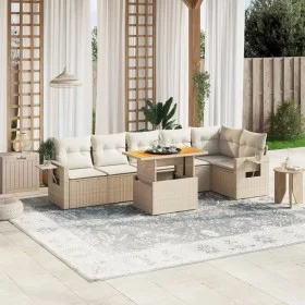 Garden set with 7 pieces of sofas and beige synthetic rattan cushions. by , Garden sets - Ref: Foro24-3271765, Price: 519,61 ...