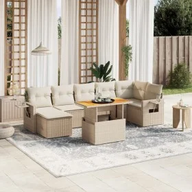 Garden sofa set with beige cushions, 8 pieces, PE rattan. by , Garden sets - Ref: Foro24-3271863, Price: 565,03 €, Discount: %
