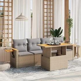 Gartensofa-Set mit 5-teiligen Kissen aus synthetischem Rattan in Beige. von , Gartensets - Ref: Foro24-3273397, Preis: 359,98...