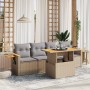 Gartensofa-Set mit 5-teiligen Kissen aus synthetischem Rattan in Beige. von , Gartensets - Ref: Foro24-3273397, Preis: 354,42...