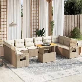 Gartensofa-Set 11-teilig mit beigen Polstern aus synthetischem Rattan von , Gartensets - Ref: Foro24-3271926, Preis: 771,40 €...