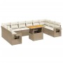 Set de sofás de jardín 11pzas con cojines ratán sintético beige de , Conjuntos de jardín - Ref: Foro24-3271926, Precio: 730,6...