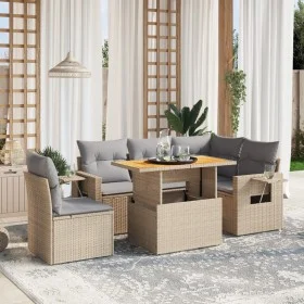Gartensofa-Set mit 6-teiligen Kissen aus synthetischem Rattan in Beige. von , Gartensets - Ref: Foro24-3271759, Preis: 426,38...